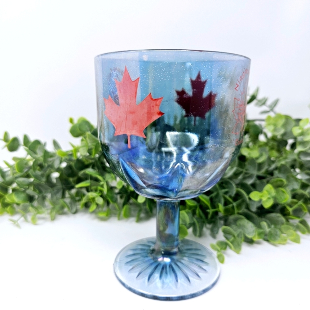 Vintage Light Blue Glass Niagara Falls Canada Souvenir Mug